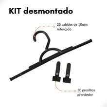 Kit 10 Cabides Pendurar Saia Calça Jeans com Presilha Reforçado Super Resistente Plástico - Preto - Visão 2