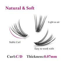 FADVAN 1/6pcs 60PCS 3Rows Diy Premade Fan Lash Extensions 10/20/30/40D 8-14mm 0.07mm Thickness Eyelash Bundles Cluster Russian Volume Fans Soft Grafting Lashes Supplies Individual Natural Eyelash Extensions Eyelashes Cluster Lashes