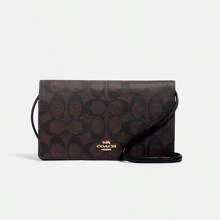 Coach Anna 折叠手拿包 女士斜挎包 标志性帆布 棕色 3036 IMAA8 - 咖啡棕 - 查看 1