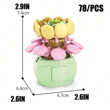 Cute Style Assembly Building Blocks Bouquet Of Orchids, Tulips, Roses Handmade Artificial Potted Succulent Plants Puzzle Toy For Women, Festival, Creative Desktop Decoration Gift Room Decoration - Building Block Succulent Potted Plants - View 29