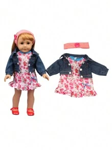 1pc Doll Clothes Set For 18-Inch American Dolls, Doll Princess Dress, Doll Tulle Skirt, Doll Floral Dress, Doll Sleeveless Dress, Fashion Doll Accessories Gift For Girls' Dolls' Birthday, Holiday, And Toys