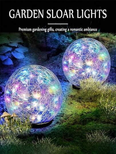 1 Pack Solar Ball Light Outdoor Waterproof, Solar Ball Suitable For Garden, Cracked Glass Ball Solar Ball Suitable For Outdoor Decoration, Ground Light Ball Garden Decoration Ornaments, Suitable For Terrace And Courtyard Lawn Backyard Decoration