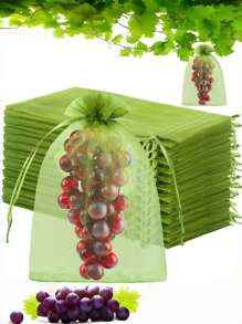 50 Pieces Fruit Protection Bags Fruit Netting Bags With Drawstring,Garden Fruit Cover Mesh Bag To Protect Plants From Pest Birds Squirrels - White - View 1