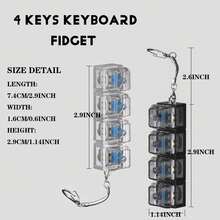 2 Pcs Keyboard Fidget Toys For Adults Keyboard Clicker LED Light Fidget Sensory Fun Toys With Keycaps Switch For Anxiety Decompression (Black&Clear) - Black and White - View 2