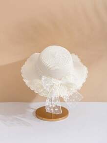 1pc Children's Foldable Sun Hat For Summer, Beach, And Princess Style - White - View 6