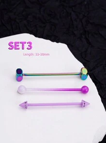 3Pcs/Set Y2k Punk Industrial Piercing Jewelry 14G 316L Stainless Steel Gradient Color Industrial Earrings For Women Halloween Heart Industrial Bar Piercing Cartilage Helix Piercing Earrings Heart Industrial Barbell Body Piercing Jewelry 38mm 1&1/2 Inch Industrial Piercing Bar For Halloween Gift Party Daily Wear Valentines,Mom,Mother,Mother's Day,Gift - Multicolor - View 5