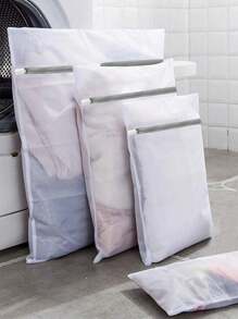 Laundry Bags Set For Delicate Apparel - Non-Woven Fabric Elongated Wash Bags With Zipper Closure - Thickened Mesh For Machine Washing Protection Of Underwear And Bras, Polyester Mesh Laundry Bag, Minimalist Travel Laundry Bag For Home, Mesh Laundry Bags Set, Washing Bags For Socks, Separated Cleaning, Effective Protection Of Clothing From Damage, Mesh Laundry Bag, White Polyester Washing Machine Laundry Bag For Bathroomorganization And Storage Organizer Storage Containers Storage BinsLaundry BasketWashing Machine Bag For LaundryDormFor Dirty And Clean Clothes - White - View 2