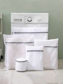 Laundry Bags Set For Delicate Apparel - Non-Woven Fabric Elongated Wash Bags With Zipper Closure - Thickened Mesh For Machine Washing Protection Of Underwear And Bras, Polyester Mesh Laundry Bag, Minimalist Travel Laundry Bag For Home, Mesh Laundry Bags Set, Washing Bags For Socks, Separated Cleaning, Effective Protection Of Clothing From Damage, Mesh Laundry Bag, White Polyester Washing Machine Laundry Bag For Bathroomorganization And Storage Organizer Storage Containers Storage BinsLaundry BasketWashing Machine Bag For LaundryDormFor Dirty And Clean Clothes - White - View 1