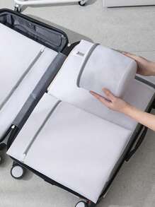 Laundry Bags Set For Delicate Apparel - Non-Woven Fabric Elongated Wash Bags With Zipper Closure - Thickened Mesh For Machine Washing Protection Of Underwear And Bras, Polyester Mesh Laundry Bag, Minimalist Travel Laundry Bag For Home, Mesh Laundry Bags Set, Washing Bags For Socks, Separated Cleaning, Effective Protection Of Clothing From Damage, Mesh Laundry Bag, White Polyester Washing Machine Laundry Bag For Bathroomorganization And Storage Organizer Storage Containers Storage BinsLaundry BasketWashing Machine Bag For LaundryDormFor Dirty And Clean Clothes - White - View 9