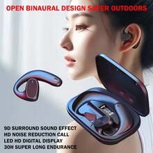 全新OWS無線藍牙耳機，採用非入耳掛式設計，觸控控制，具有通話降噪和骨傳導無痛全開放式藍牙耳機，TWS真無線立體聲，LED顯示電池續航力，長時間待機，適用於音頻、視頻、遊戲和運動。 - 彩色 - 查看 1