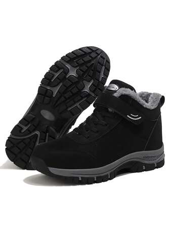 Botas de invierno para hombre, con forro de felpa, impermeables, zapatillas de escalada y caza, zapatos para exteriores con cordones, calientes y para caminar