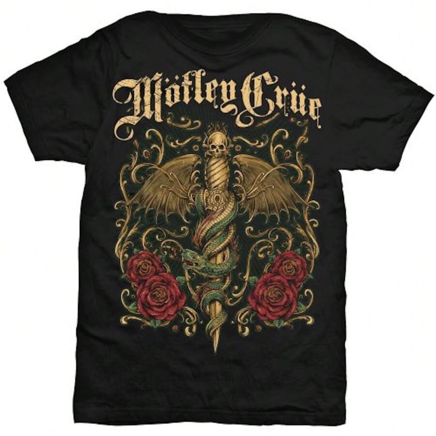 Motley Crue | Official Band T-shirt | Exquisite Dagger - Negro - Ver 1