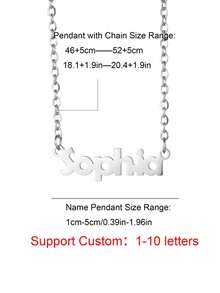 女性個性化名字項鍊，不銹鋼定制珠寶，草書字母吊墜和項圈 - 銀色 - 查看 2