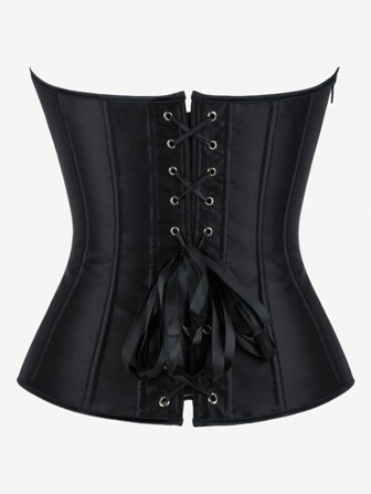 Överbyst korsetttopp Bustier, axelbandslös Shapewear-topp med 11 stål urbening, midja Cincher, sidodragkedja, lämplig för scenprestationer, tätt passande