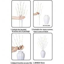 1 件 2.62 英尺/50led 暖光手工模擬白樺樹枝燈帶瓶,鄉村裝飾燈適合婚禮、節日和聖誕節 - 白色 - 查看 9