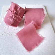 5米 INS 风格手工撕边雪纺丝带，带磨边，4厘米宽，用于婚礼花束、流苏、蝴蝶结和装饰，由欧根纱和真丝面料制成，圣诞节情人节