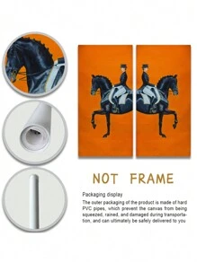 1/2Pcs, Optional Frame, Large Size Canvas Printing Painting, Modern Fashion Style, Grand And Luxurious Orange Horse, Room Decoration Stuff, Wall Art Poster, Maximum Size 70*140cm, Living Room Sofa Background Decor, Foyer Corridor Decor, Home Decor, Bedroom Decor, Bathroom Decor, Decor Room, Office Decor, School Decor, PVC Rigid Pipe Packaging