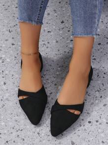 大尺碼女款新款夏季尖頭輕便防滑平底鞋 - 黑色 - 查看 3