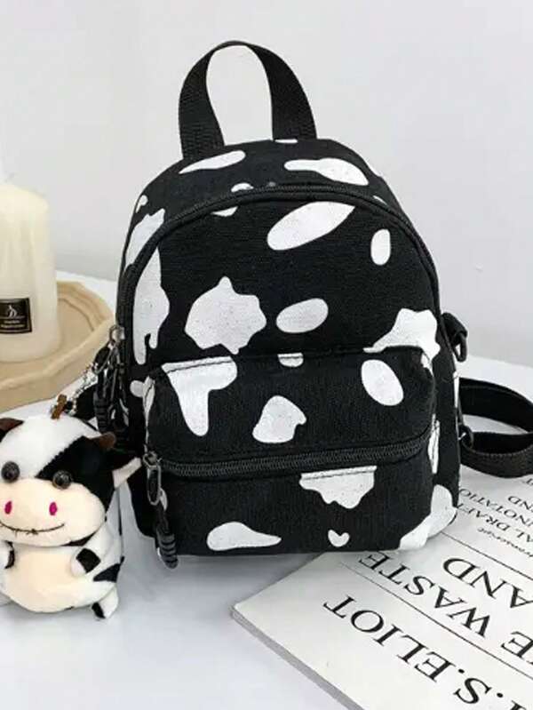 Mujer con colgante de vaca, perfecta para estudiantes universitarias, negocios, trabajo, desplazamiento, capacidad grande, compartimento de laptop, portátil, para adolescentes y mujeres universitarias, perfecta para oficina, educación primaria, secundaria, trabajo, negocios, estadio, deportes, ligera y duradera, mini mochila para regreso a la escuela y viajes, mochila clásica para graduados, adolescentes, estudiantes de primer año, estudiantes de segundo año, junior y senior en la universidad, universidad y escuela secundaria, perfecta para exteriores, viajes y regreso a la escuela.