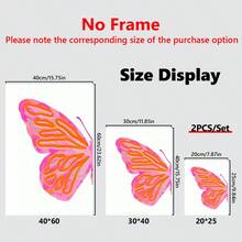 2 SZTUK/ZESTAW Styl Płótno Wall Art Łatwe do powieszenia Różowy motyl Wall Art Canvas Wystrój wnętrz Plakat na ścianę Estetyczny plakat Akwarela Motyl Art Różowy Modny wystrój wnętrz Dziewczyna Plakat na ścianę Estetyczny druk artystyczny (w ramce)