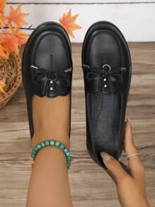 Giày bệt mới có nơ trang trí, đi làm hàng ngày & giày mẹ Valentine - màu đen - Xem 2