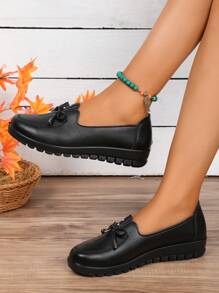 Giày bệt mới có nơ trang trí, đi làm hàng ngày & giày mẹ Valentine - màu đen - Xem 1