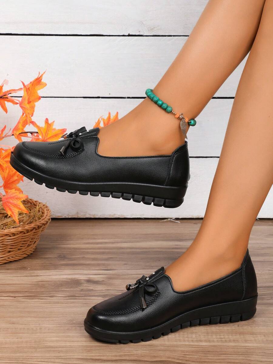 Giày bệt mới có nơ trang trí, đi làm hàng ngày & giày mẹ Valentine - màu đen - Xem 1