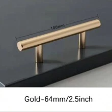 1 pezzo Maniglia per porte di armadi in lega di alluminio / Tiratore per cassetti di guardaroba, stile nordico moderno e semplice, dorato/nero
