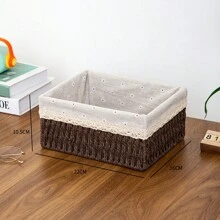 Modern Minimalist Handmade Woven Desktop Storage Basket With Lining, Suitable For Storing Keys, Snacks, Table Items, Underwear, Paper And More, Can Be Disassembled And The Lining Fabric Is Removable And Washable. - Multicolor - View 17