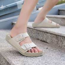 Men's Casual Slip-On Slippers, Fashionable And Handsome. Lightweight And Non-Slip With Double Buckles. Suitable For Outdoor Activities And The Beach. - Rice Stone - View 5