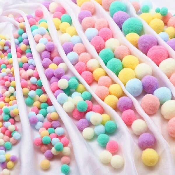20g Pompons Fofos e Macios de 10/15/20/25/30mm, Bolas Pompons Multicoloridas DIY, Artesanato de Costura, Decoração Criativa para Casamento e Festa