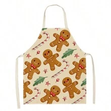1pc Small Cake, Gingerbread Man, Candy Cane, Pizza, Nail Polish 3D Patterned Linen Apron For Kitchen Cooking Home Use - Multicolor - View 20