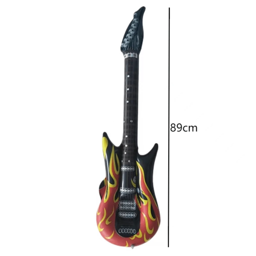 4 Pièces Guitare Gonflable 90cm Flamme - Guitares Pneumatiques Pour Fêtes, Anniversaires Et Ambiance Rock