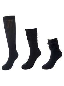 3 Pairs Unisex Long Tube Socks With Loose Bubble Design For Leg Warmth And Protection - Multicolor - View 2