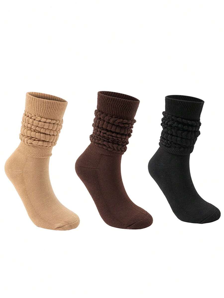 3 Pairs Unisex Long Tube Socks With Loose Bubble Design For Leg Warmth And Protection - Multicolor - View 1