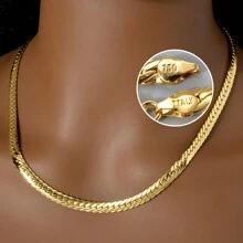 Fashionable Luxury Italy 750 18k Gold-Plated Copper Necklace For Women's Daily Wear