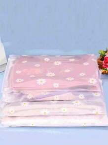 10pcs Daisy Pattern Storage Bags - Matte Zipper, Transparent Portable, Reusable, Convenient For Travel Clothing Organization. Fashion Zipper Storage Bags - Waterproof And Dustproof, Decorated With Interesting Daisy Pattern - Zipper Design, Can Store Underwear, Clothes, Jeans, Etc. - Ideal For Travel And School Organization. - Clear - View 4