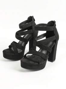 Women's Super High Platform Thick Heel Sandals Criss-Cross Design, Suitable For Party And Daily Wear