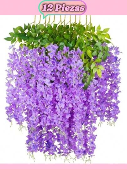 12 Piezas Flores Glicinias Artificiales Colgante, Decoracion De Casa, Boda Fiesta,Cumpleaños, Decoración de Jardín,Navidad, Regalo de Navidad, Invierno, Día de Acción de Gracias, Camping, Exterior, Regalo