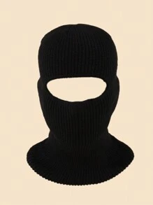 1 件男士纯色多功能单孔拉法帽针织帽，适合秋冬骑行和日常使用无檐小帽秋季装 - 彩色 - 查看 2