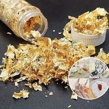 1盒（三色）金箔蛋糕裝飾，金箔碎片指甲裝飾，冰淇淋金箔碎片裝飾，慕絲糕點金箔紙裝飾，畫蠟燭DIY手工藝品裝飾，派對裝飾，蛋糕用品，蛋糕裝飾，銀箔蛋糕裝飾玫瑰金箔 - 玫瑰金 - 查看 1