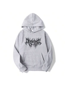 Sudaderas de moda de otoño e invierno con capucha impresa integrada para hombres y mujeres de alta calidad, suéteres de manga larga con capucha - Gris - Ver 1