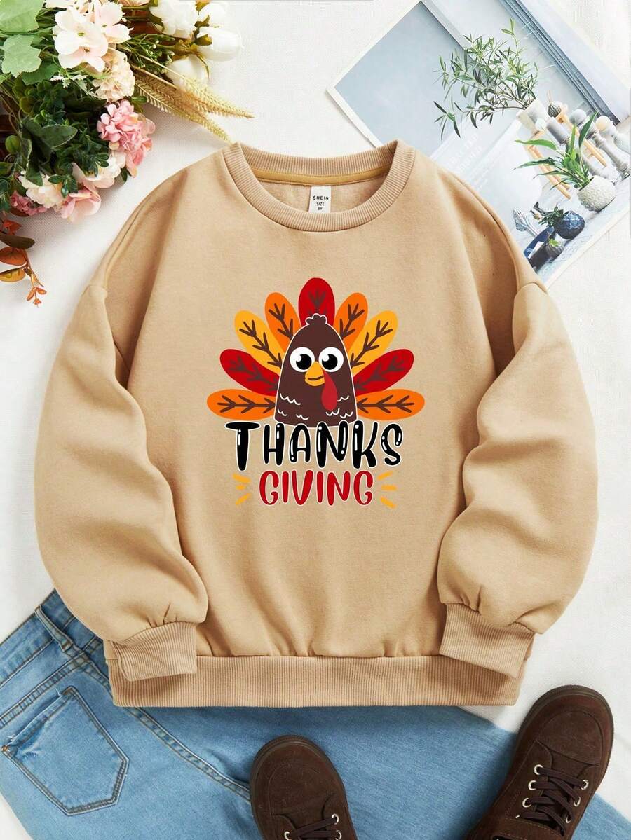 Tween Girls Sweatshirts - Màu Khaki - Xem 1