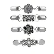 4pcs Vintage Sweater Clip, Shawl Clip, Dress Clip, Shirt Clip, Retro Cardigan Collar Chain Brooch Set Valentine's Day Valentines