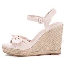 Women's Bow Espadrille Wedge Sandals – Open Toe Platform Heels With Ankle Strap, Cute Summer Shoes