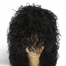 Peluca de mujer/hombre estilo mullet de los años 70 y 80, rizada y larga, para disfraz de rockstar de heavy metal, punk o Halloween, accesorio personalizado para fiesta (NEGRO) - Multicolor - Ver 7