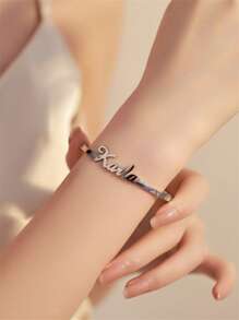 1pc Minimalist Customized Name Bracelet, Personalized Name Casual Bracelet, Custom Gift For Her, Christmas Gift, Valentine's Day Gift, Mother's Day Gift, Graduation Gift, Bridesmaid Gift