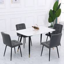 LIVINGANDHOME Living And Home Set Of 4 Contemporary Frosted Velvet Dining Chairs With Metal Legs - Grey - View 2