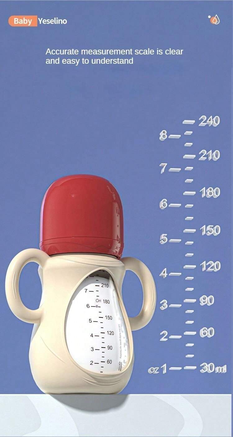 Newborn Baby Glass Bottle With Silicone Sleeve, ExplosionProof Handle