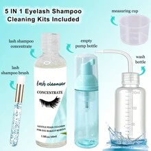 Lash Shampoo Concentrate, 100ml Eyelash Extension Cleanser Concentrate Foam Lash Bath Kit For Home Salon Extension Supplies-Makes About 30 Bottles 60ml Lash Shampoo - Blue - View 7